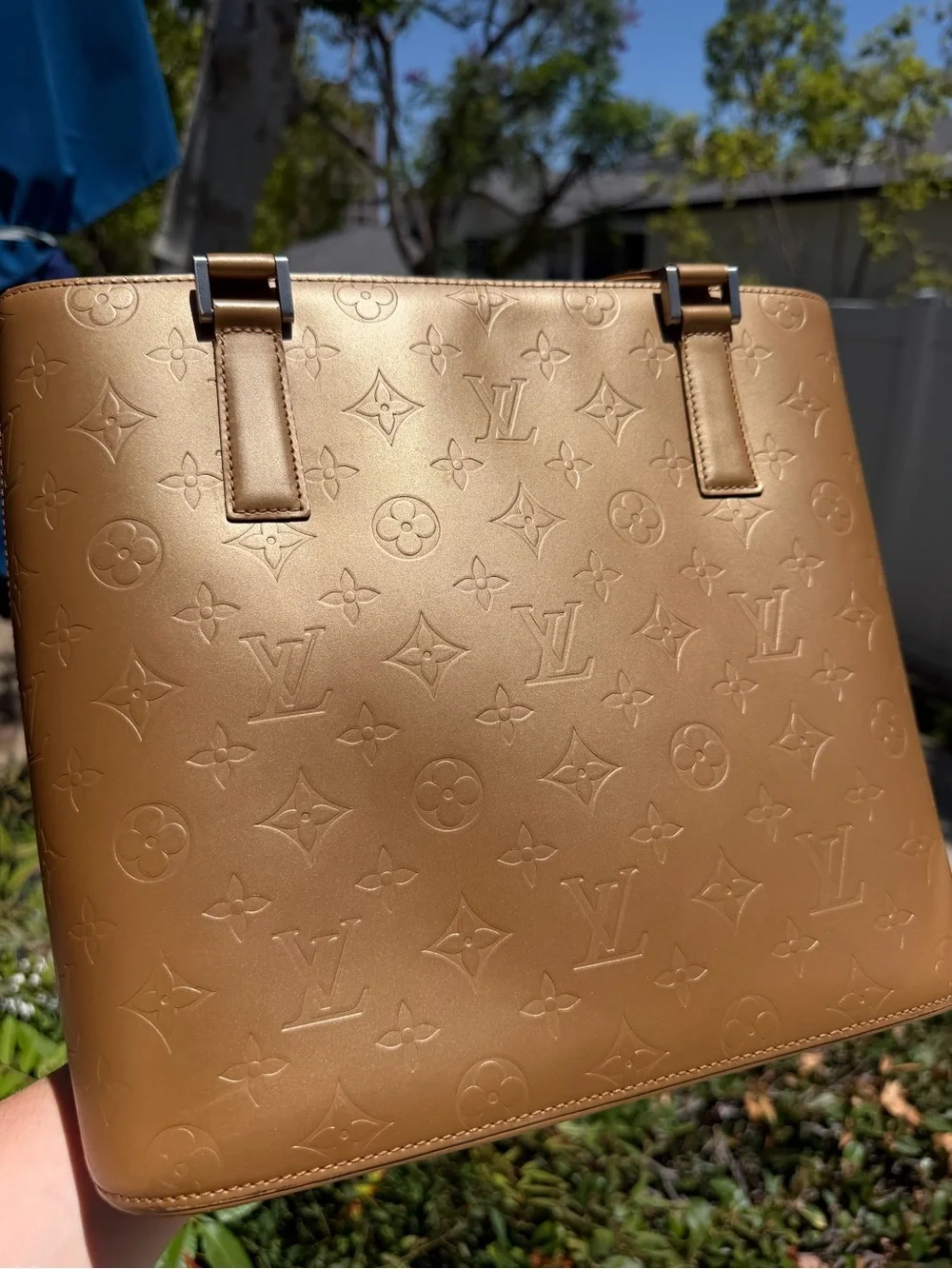 Louis Vuitton Monogram Mat Stockton Tote Bronze Leather Shoulder Bag CA0093 COA